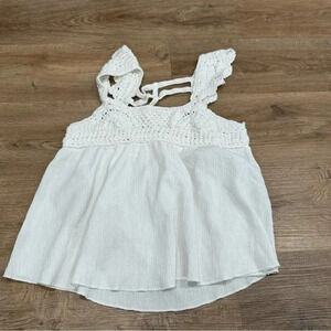 Volcom Crochet White Blouse Flowy‎ Tank